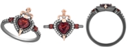 Enchanted Disney Fine Jewelry Enchanted Disney Villains Garnet (7/8 ct. t.w.) & Diamond (1/6 ct. t.w.) Evil Queen Heart & Sword Ring in 14k Rose Gold & Black Rhodium-Plated Sterling Silver